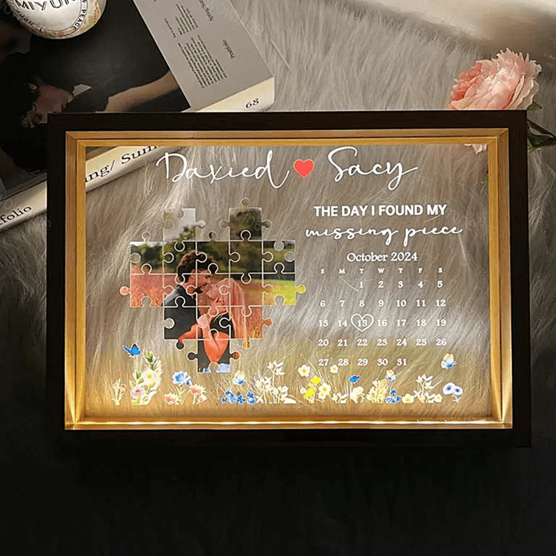 The Day I Found My Missing Piece Light Frame Personalized Gift