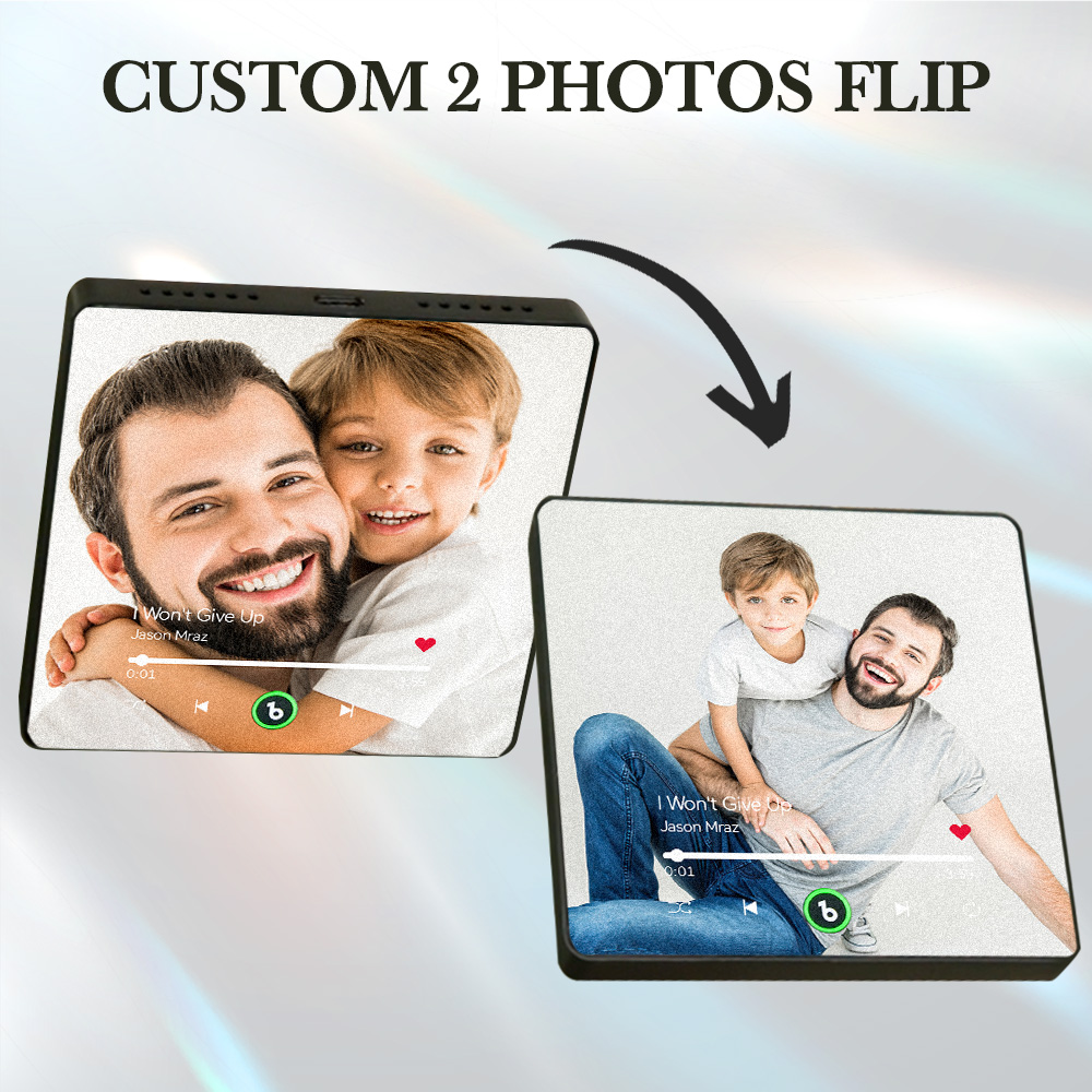 Custom Lenticular Flip Music Fridge Magnet Personalized 2 Photos in 1 Album Fridge Magnet Father's Day Gift