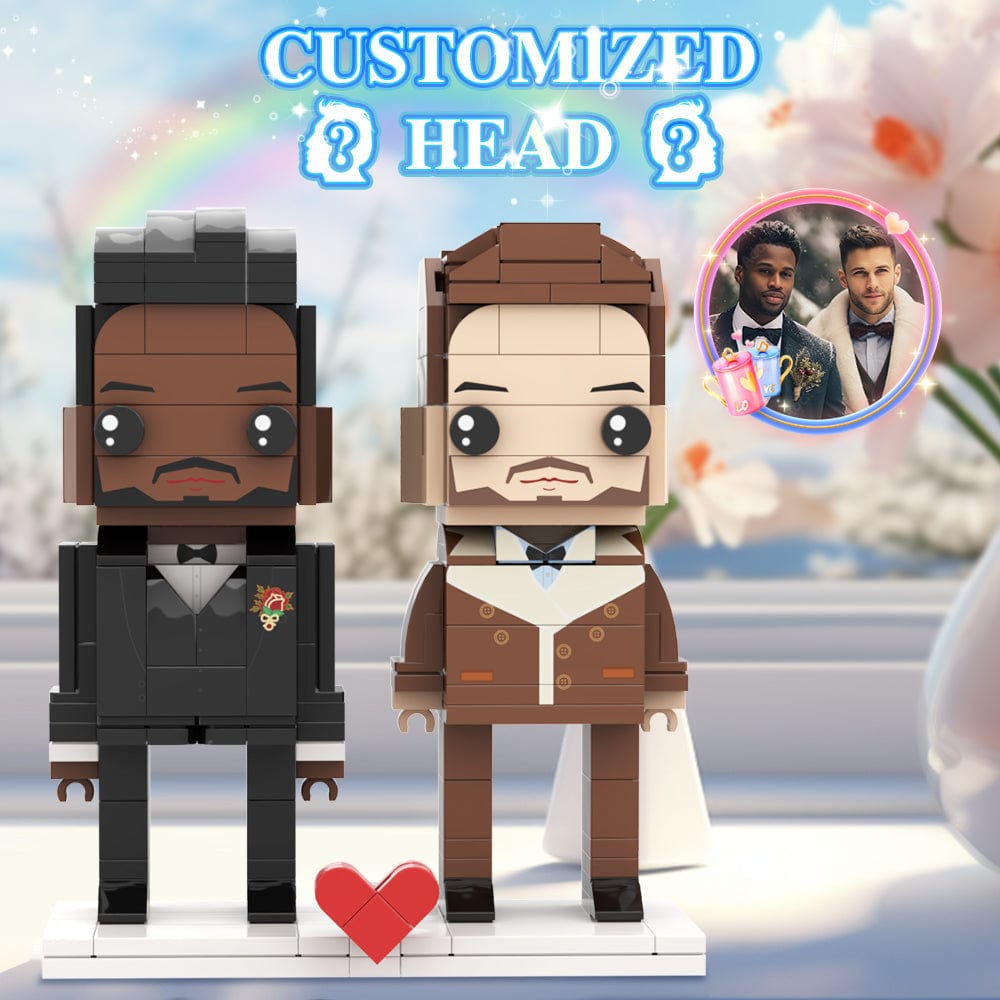 Valentine's Day Gay Couple Winter Heavy Coat Style Gift Brick Figures Personalized Couples Brick Figures Small Particle Block Gift For Love Birds - Giftlab