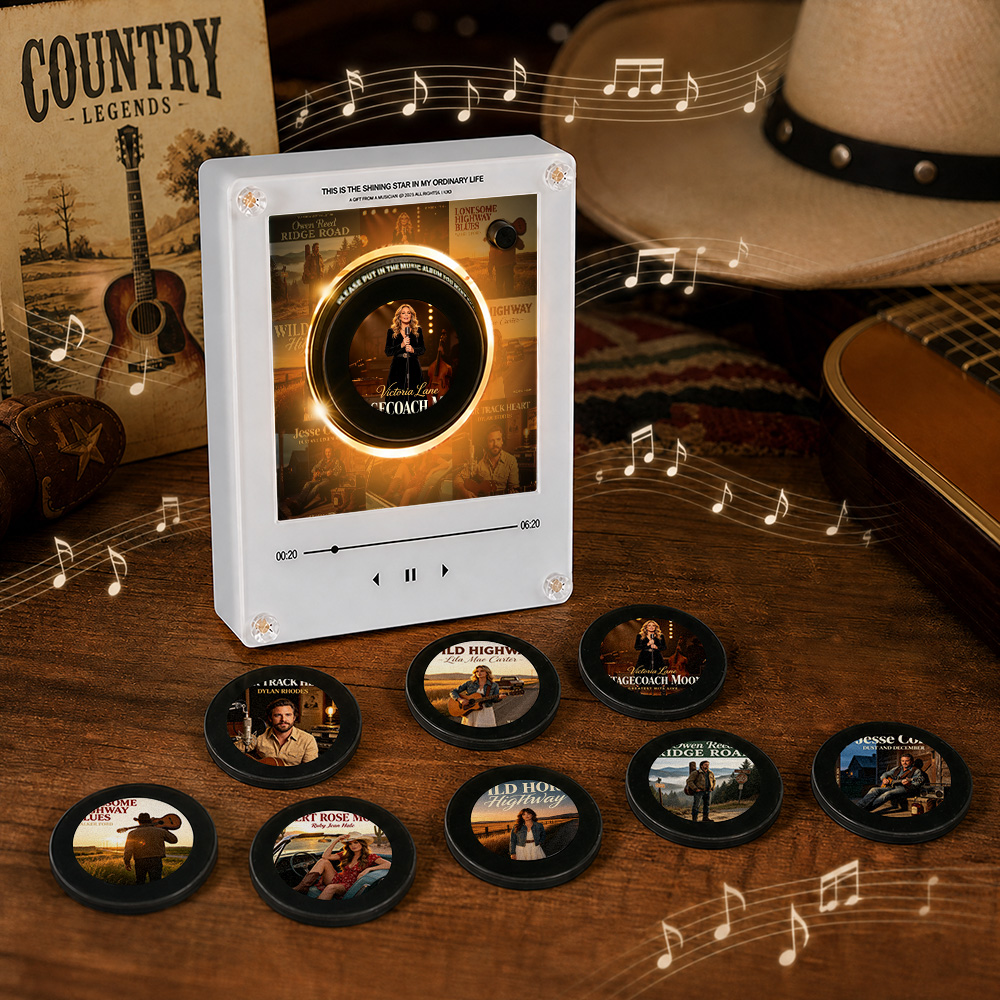 Custom Mini Vinyl Record Country Music Player With 9 Discs Magnetic Disc Music Player with Rechargeable Battery