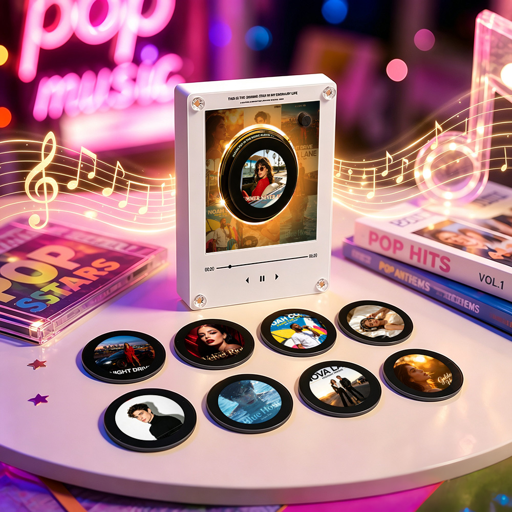 Custom Mini Vinyl Record Pop Music Player With 9 Discs Magnetic Disc Music Player with Rechargeable Battery