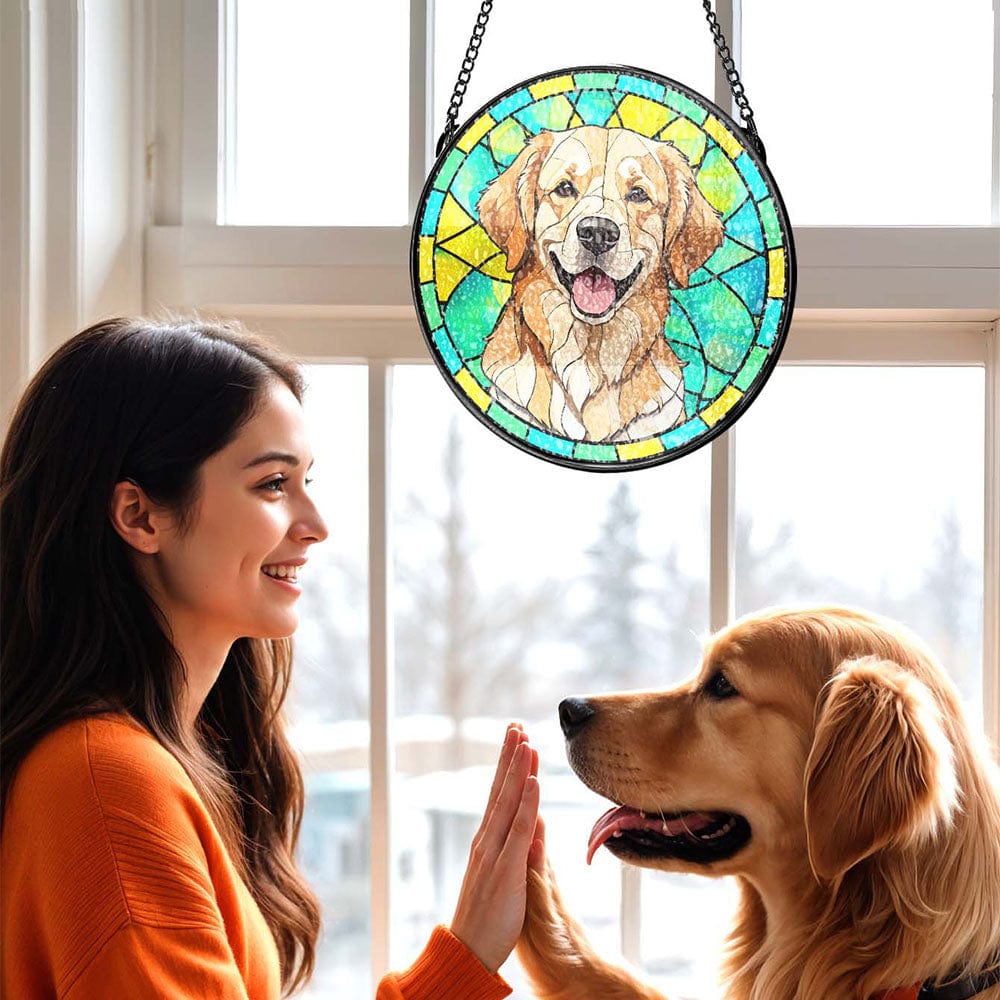 Custom Pet Stained Glass Suncatcher Pet Portrait Ornament Remembrance Gifts for Pet Lovers - Giftlab