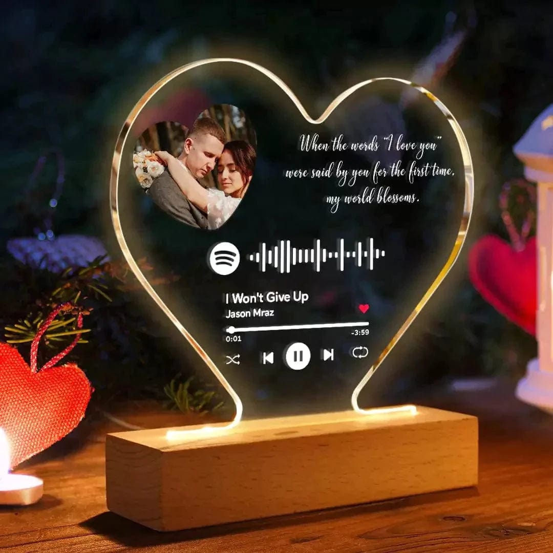 Custom Heart Spotify Night Light Valentine's Day Gifts for Him - Giftlab