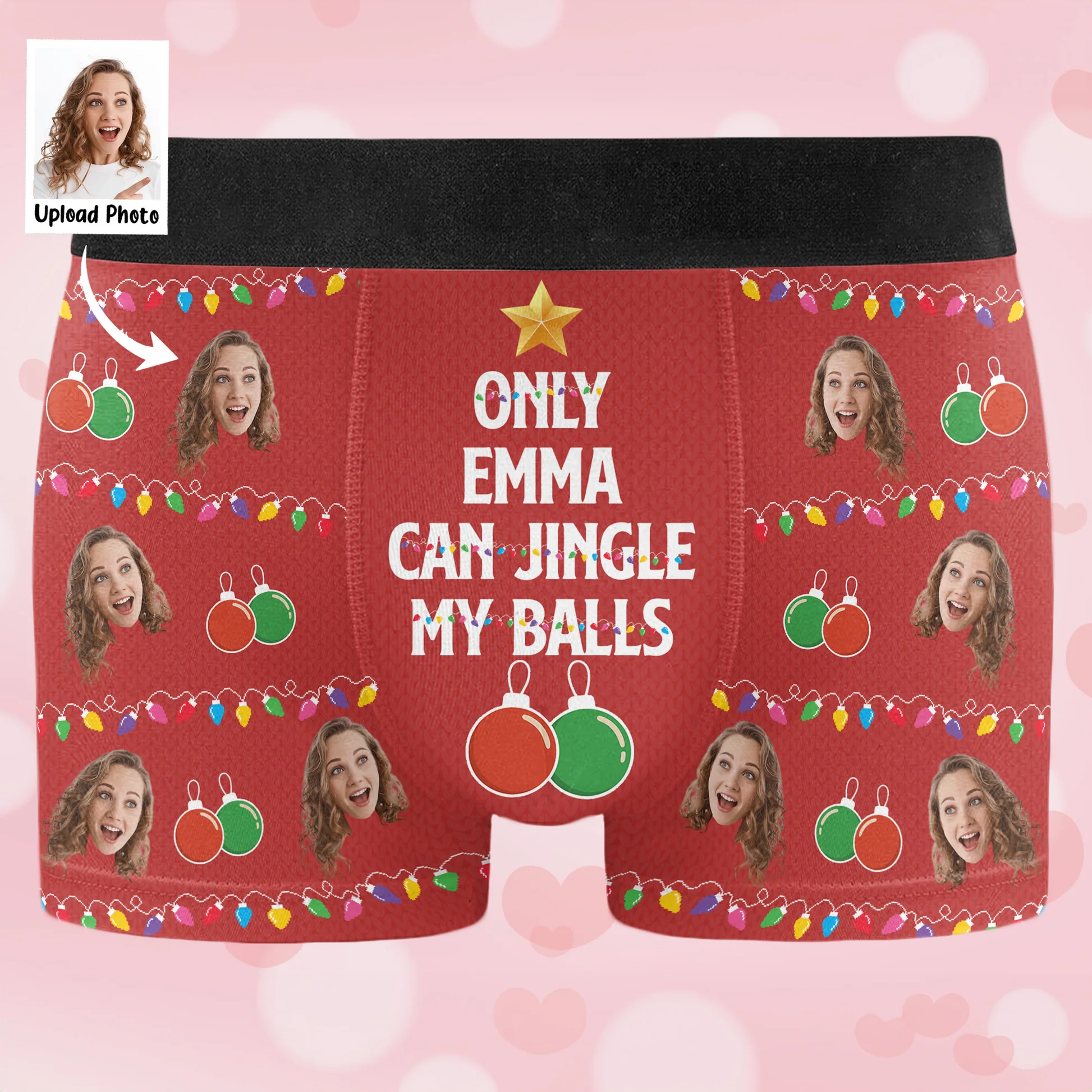 Jingle My Balls Funny Gift For Husband - Personalized Photo Men's Boxer Briefs Christmas Gift