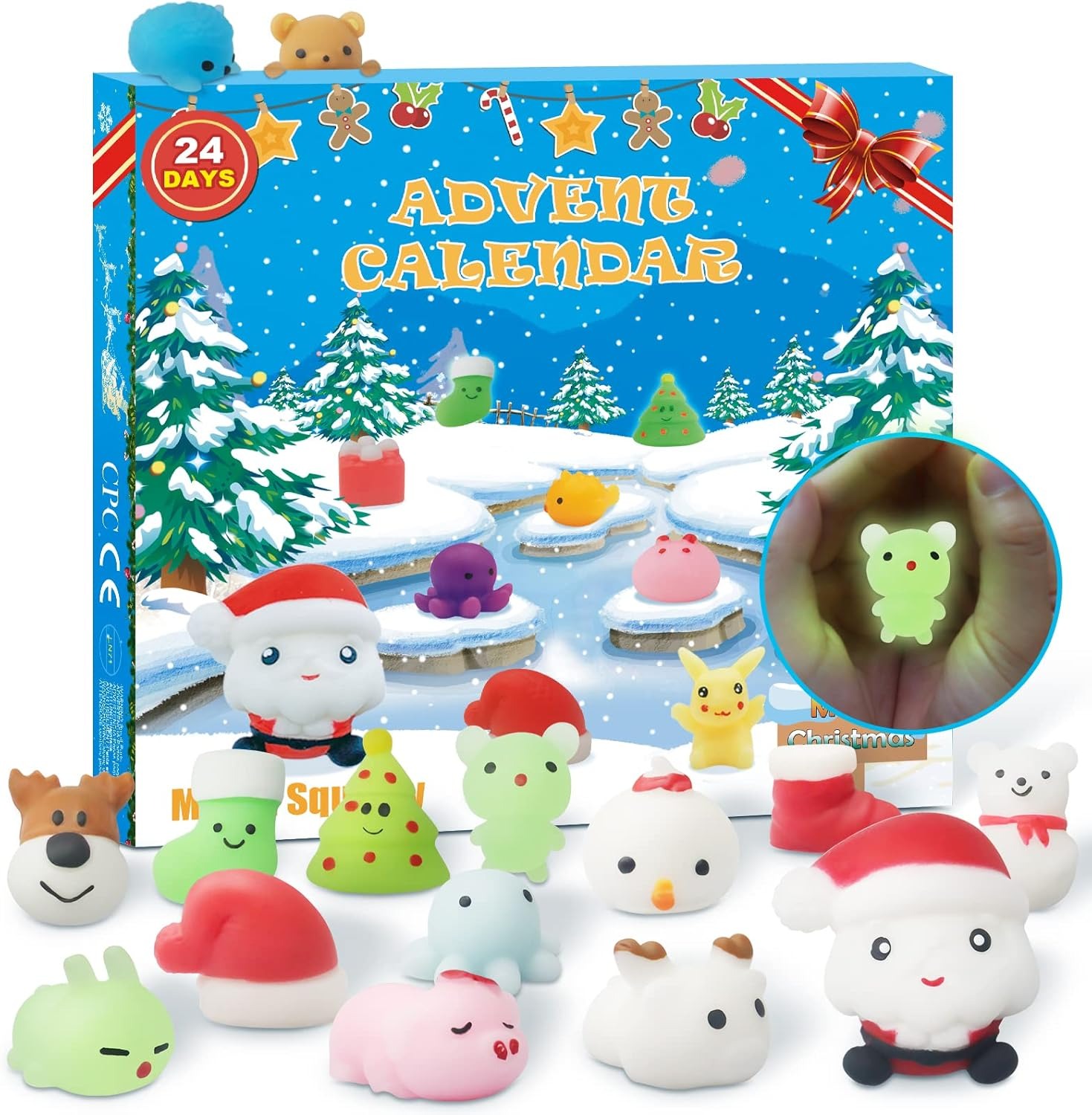 24-Day Christmas Mochi Squishy Advent Calendar | Countdown Fidget Toy Gift