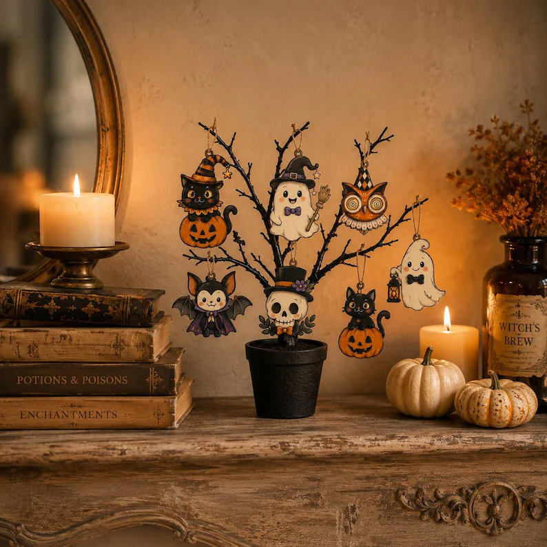 Cute Wooden Halloween Hanging Ornaments Multi Halloween Element Gift Ideas For Family