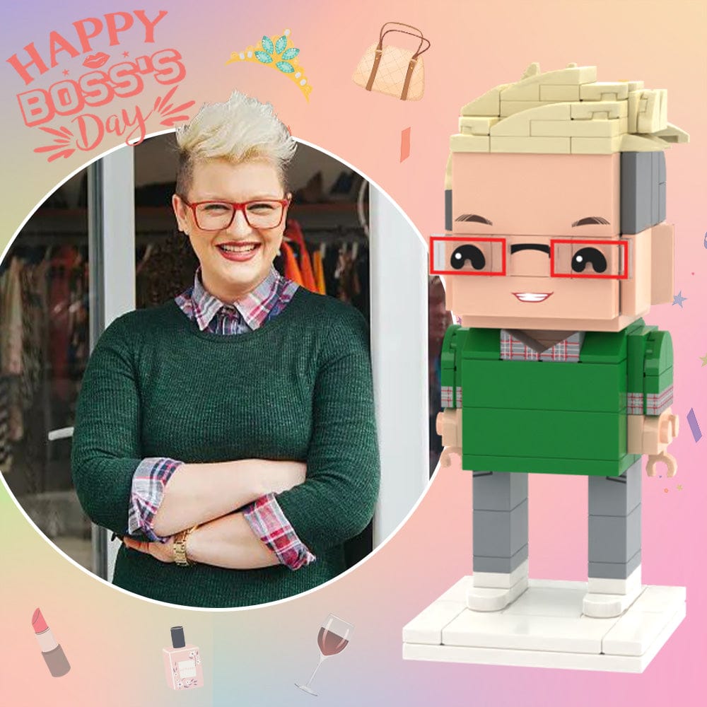 Boss's Day Gift Full Body Customizable 1 Person Custom Brick Figures Small Particle Block Toy - Giftlab