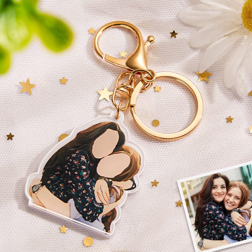 Custom Portrait Keychain Faceless Portrait Personalized Portrait Keyring Anniversary Gift Friendship Keyring - Giftlab