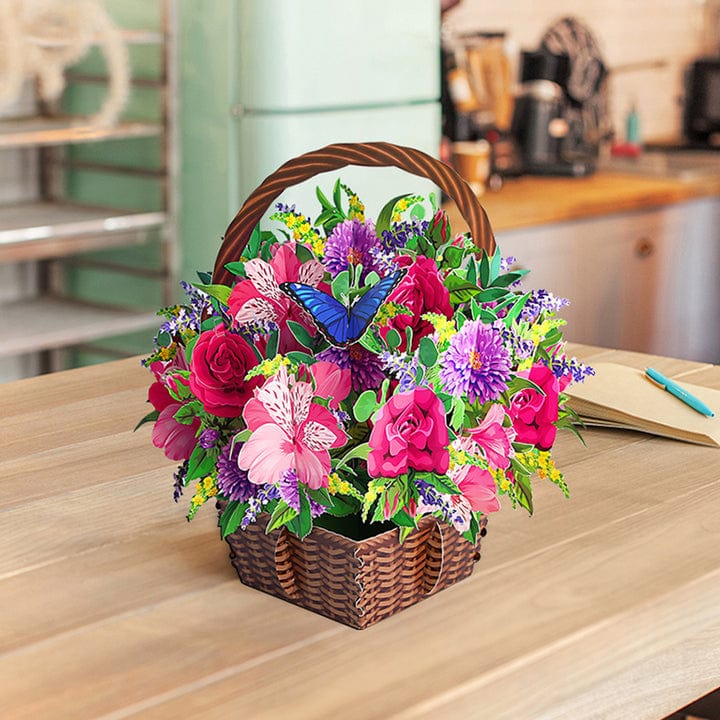 Carnation Daisy Mixed Basket Flower Pop Up Card Mother's Day Card - Giftlab