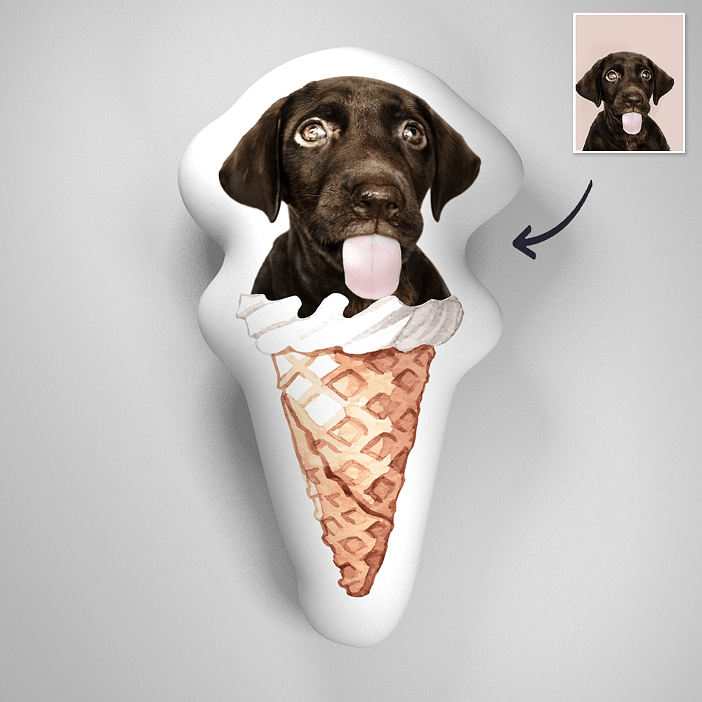 Ice Cream Dog 3D Portrait Personalized Pillow - Giftlab