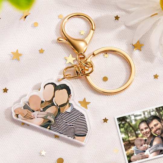 Personalized Faceless Portrait Keyring Custom Portrait Keychains Birthday Gifts