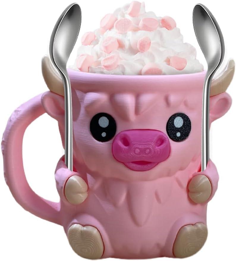 Christmas Gifts Cute Cow Style Ice Cream Pint Holder with Handle and Spoon �C Reusable Antifreeze Cooler Sleeve for Ice Cream, Drinks, and Desserts �C Funny Cow Gifts for Ice Cream Lovers