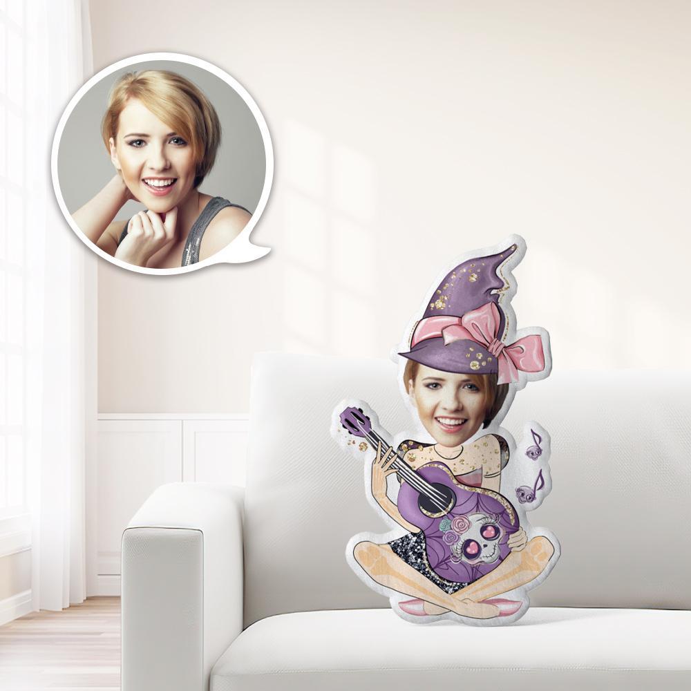 Halloween Photo Pillow Custom Face Pillow Halloween Gifts for Her Girl Playing Guitar Gift For Kid - Giftlab