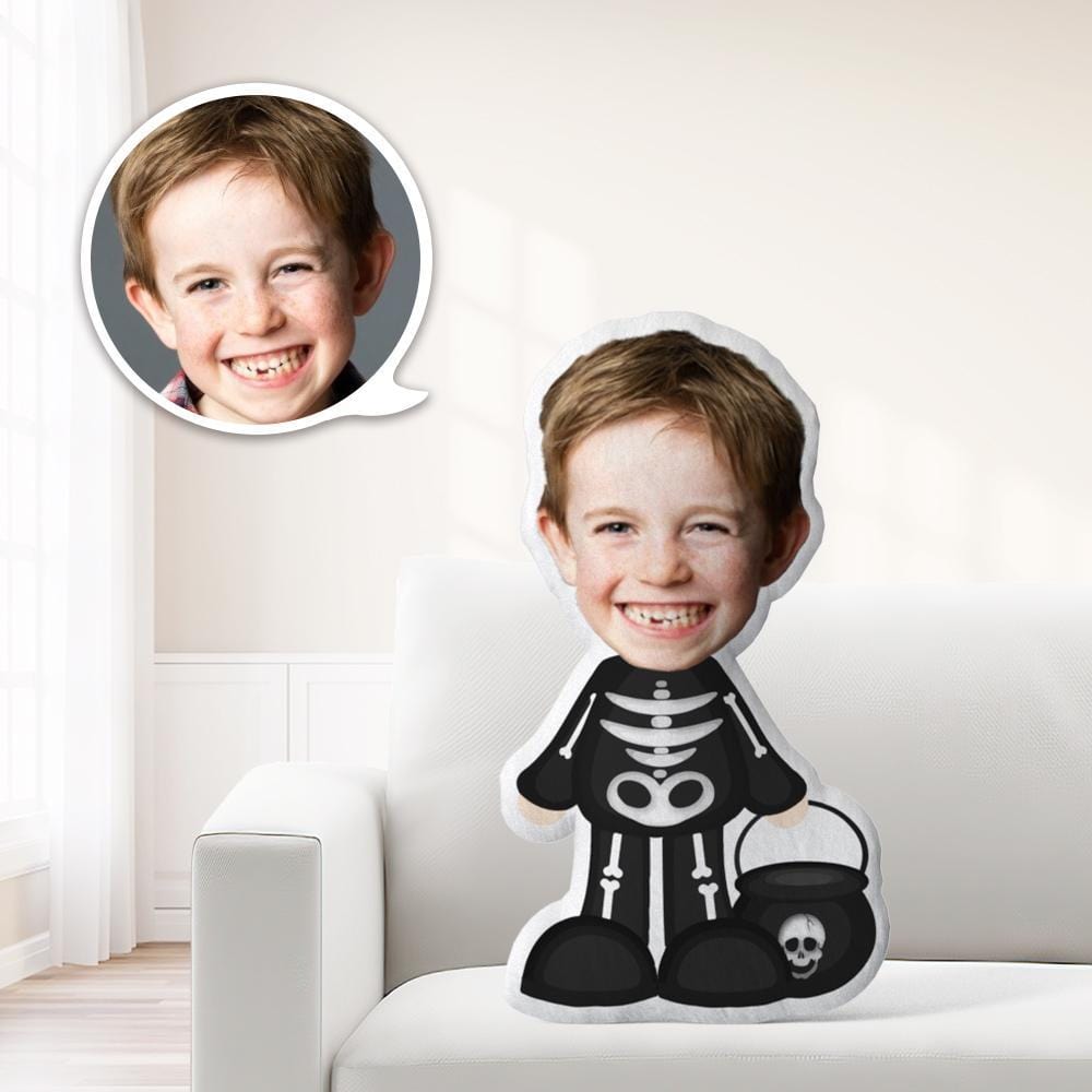 Halloween Shape Pillow Customized Cushions Halloween Gifts Black Skull Clothes Gift For Kid - Giftlab