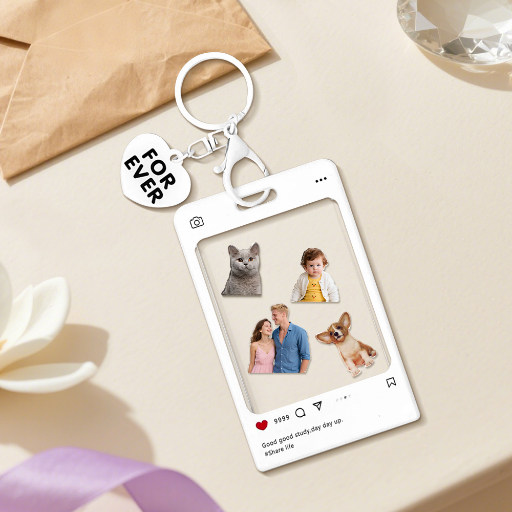 Personalized Photo Shaker Keychain Custom Social Media Photo Gift Unique Custom Photo & Text Keychain Gifts for Family - GiftlabUS