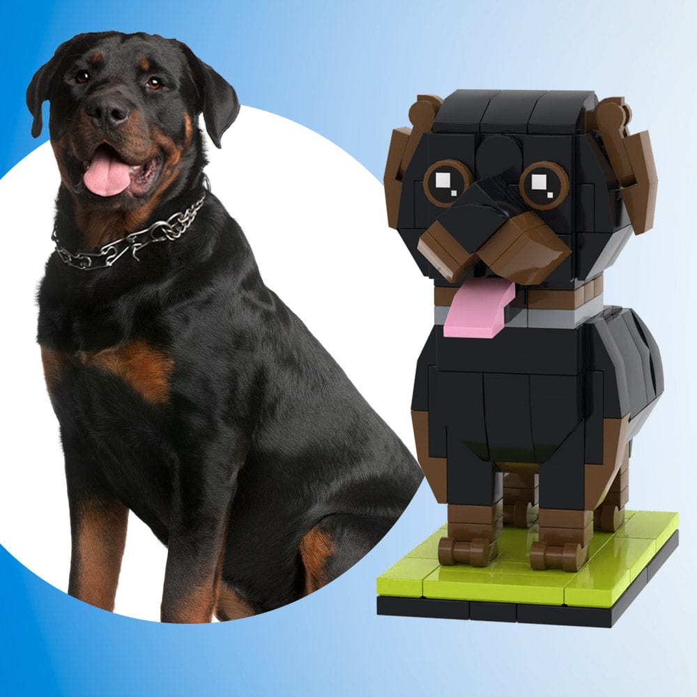 Fully Body Customizable Rottweiler 1 Dog Photo Custom Brick Figures Small Particle Block Brick Me Figures Customized Rottweiler Only - Giftlab