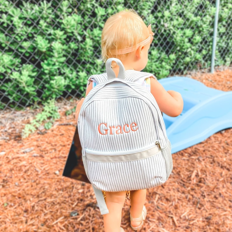 Personalized Baby Backpacks, Monogrammed Toddler Backpacks, Seersucker Backpack, Preschool Book Bag, Personalized Baby Gifts