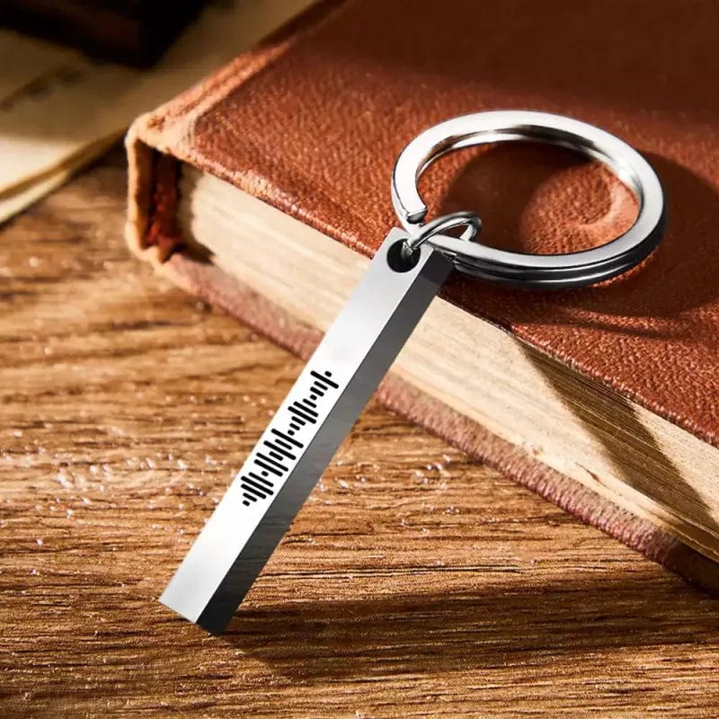 Custom Scannalbe Music Code Keychain Custom 3D Engraved Vertical Bar Keychain Stainless Steel - Giftlab