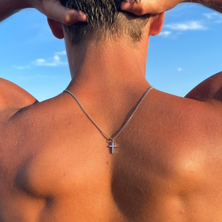 Silver Cross Necklace Men's Necklace Fashion Gift