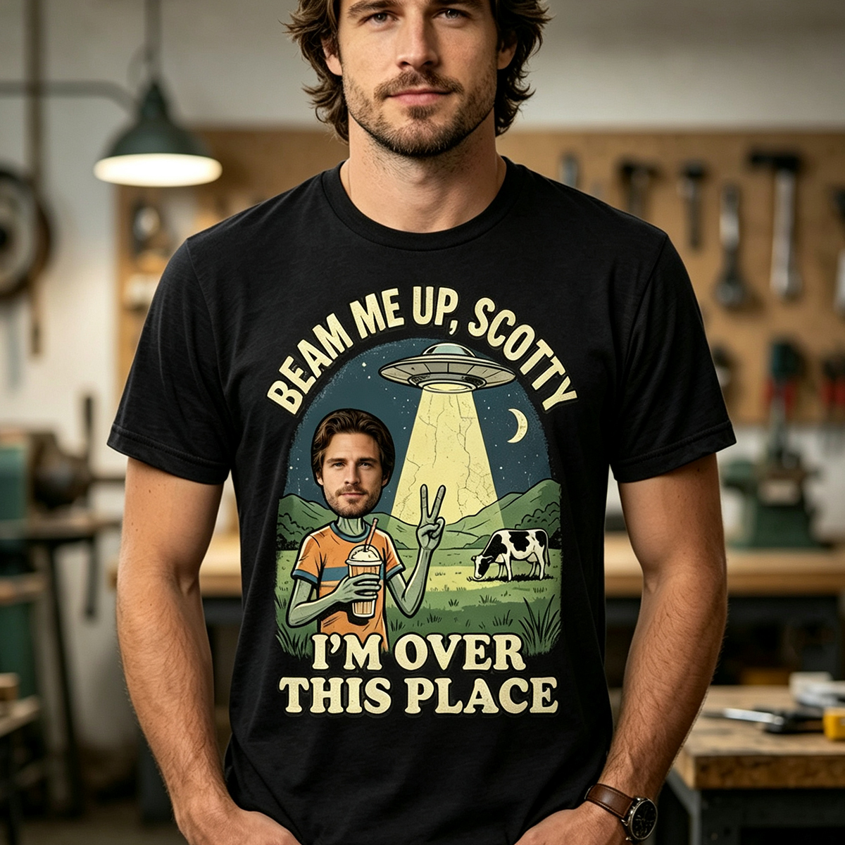 Earthlings Are Too Hard To Understand Vintage UFO Graphic Tee