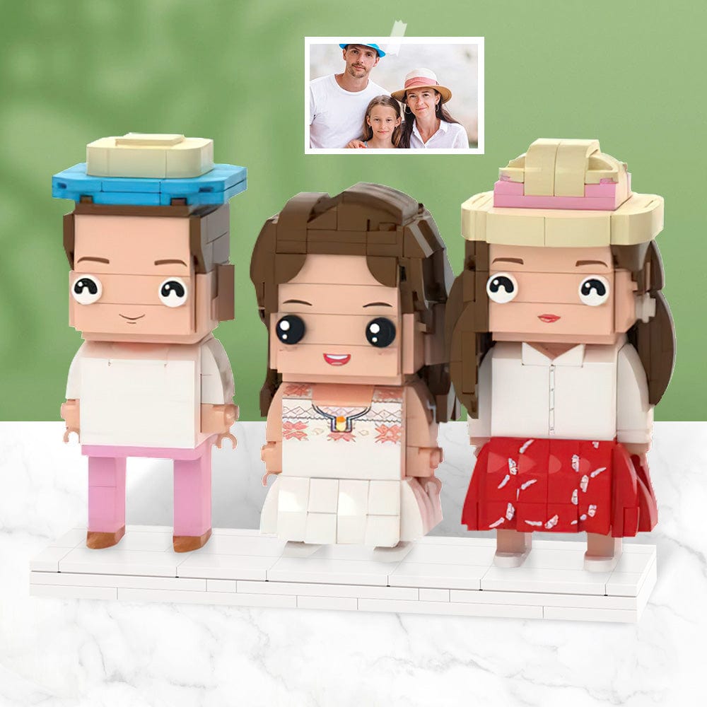 2024 Mother's Day Gifts for Family Full Body Customizable 3 People Custom Brick Figures Small Particle Block - Giftlab