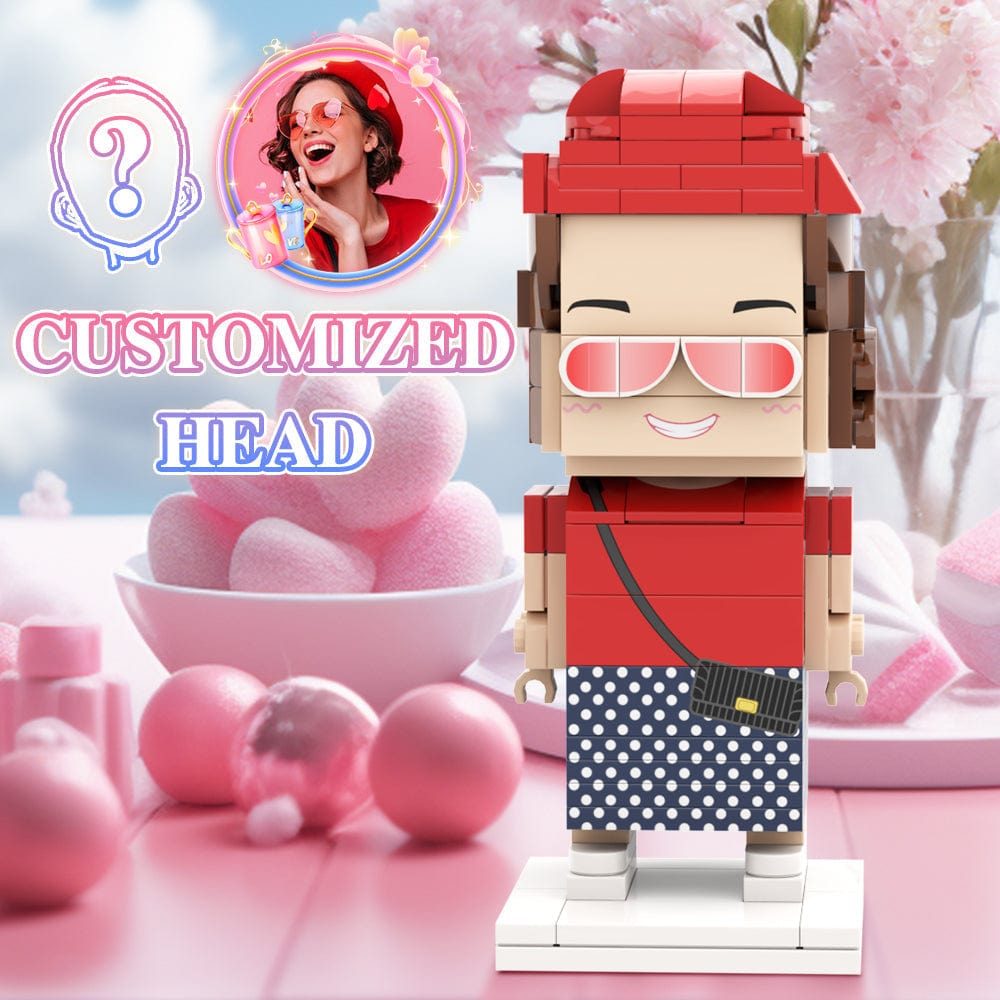 Valentine's Day Gift For Girlfriend Custom Head Brick Figures Personalized Brick Figures Small Particle Block Girl - Giftlab