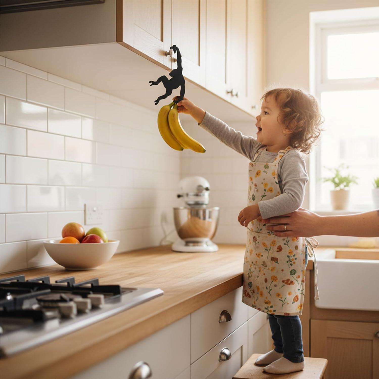 Banana Hook 3D Printed Monkey Holder for Hanging Bag Key Fun Animal Home Decor Organizer for Bedroom Kitchen Bathroom Entryway