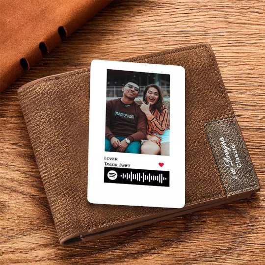 Custom Scannable Spotify Code Plaque Art Couple Photo Wallet Insert Card
