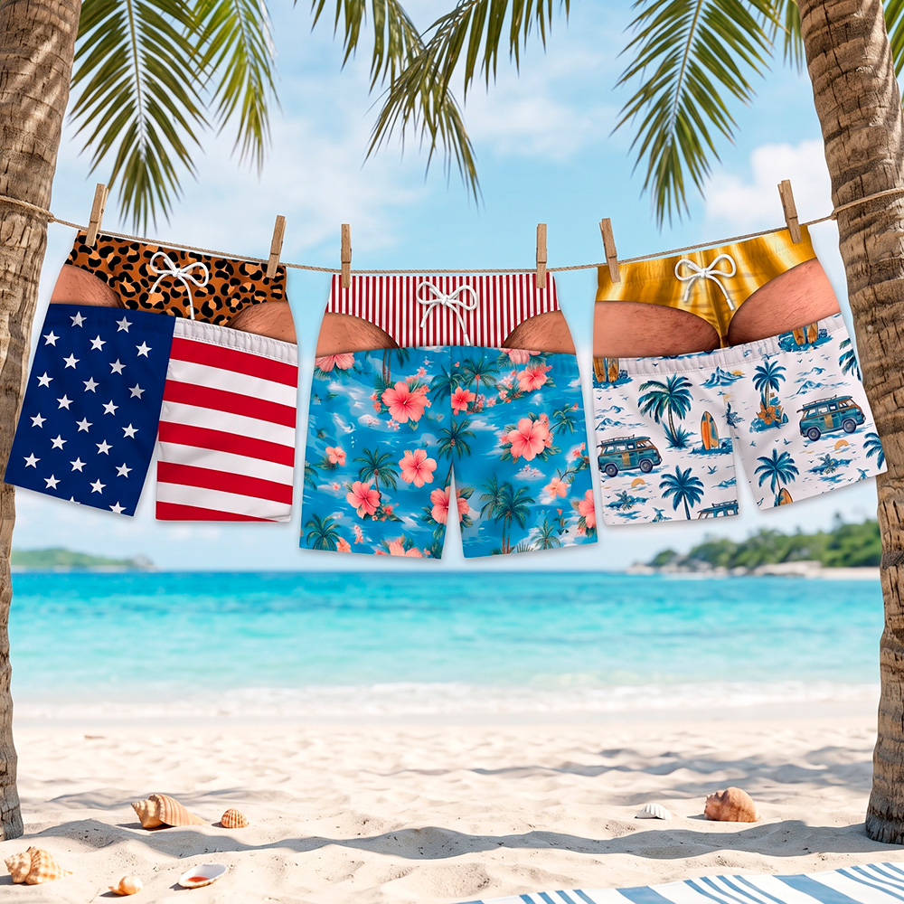 Custom Funny Men Swim Trunks Novelty Optical Illusion Swim Shorts Funny Novelty Party Board Shorts Gift for Husband Boyfriend