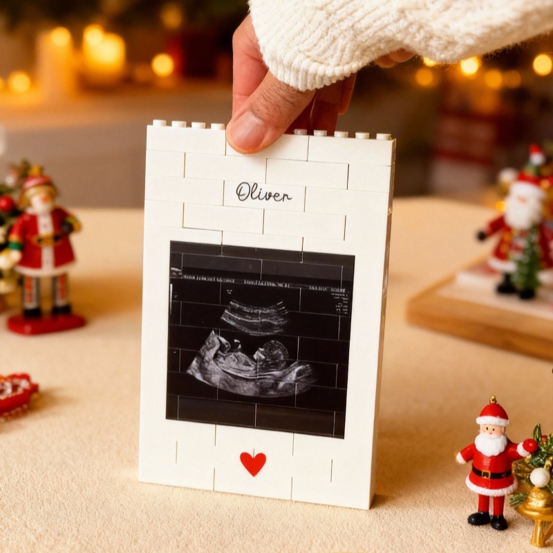 Personalised Pregnancy Announcement Gift For Dad  Baby Scan Photo Building Block Keepsake New Daddy Christmas Gift Love From Bump