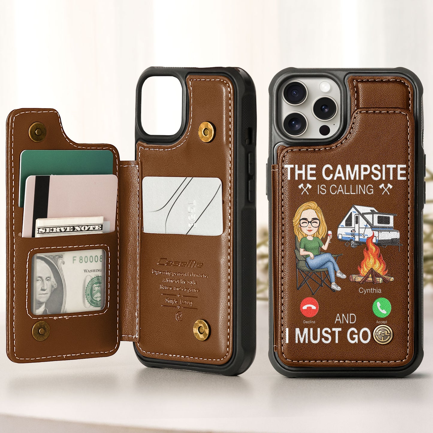 The Campsite Is Calling... And I Must Go - Personalized Leather Flip Wallet Phone Case	 - myphotowallet