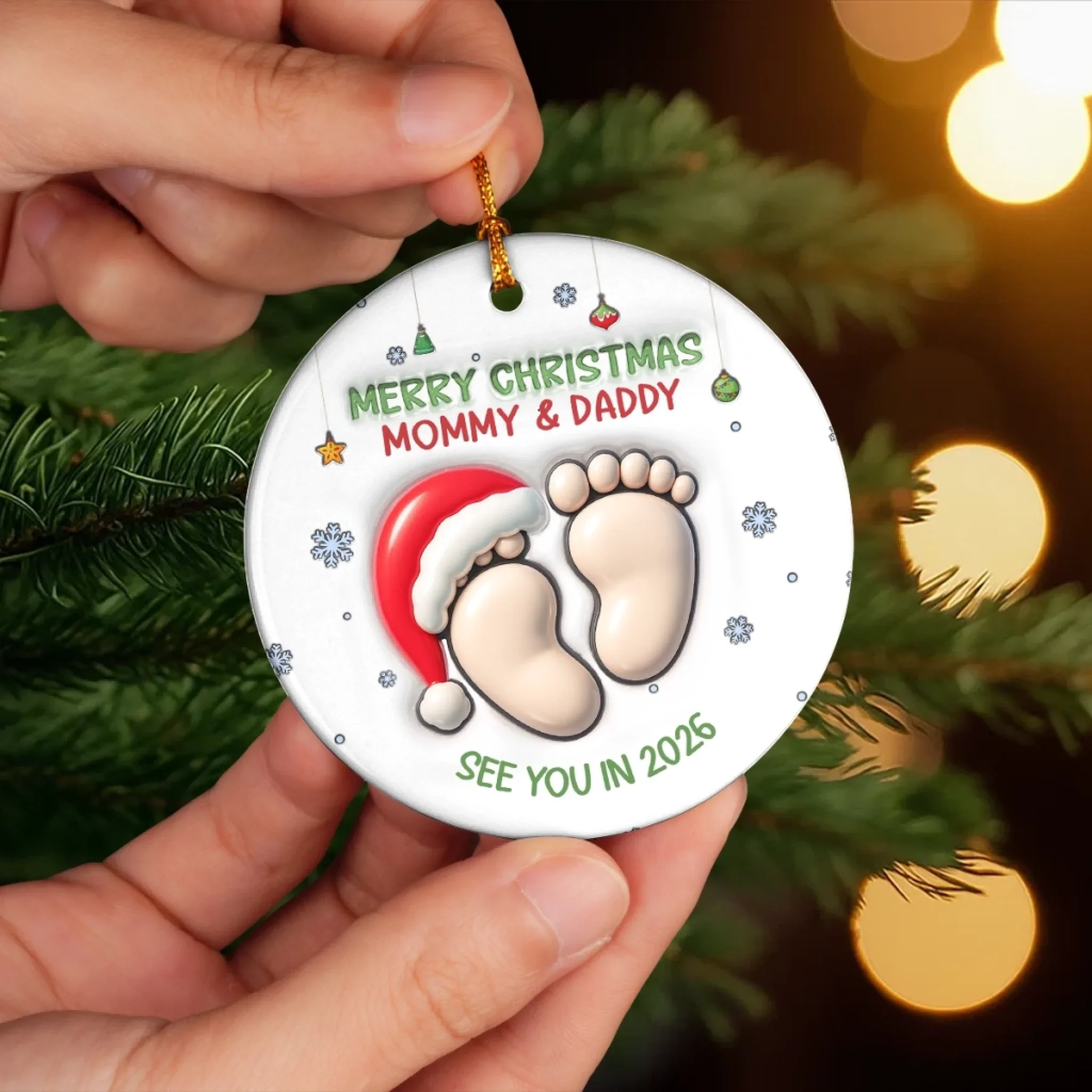 Custom Ceramic Ornament - Personalized Christmas Baby Shower, Gender Reveal Gifts For New Moms, New Dads, New Parents - Welcome To Your Little World