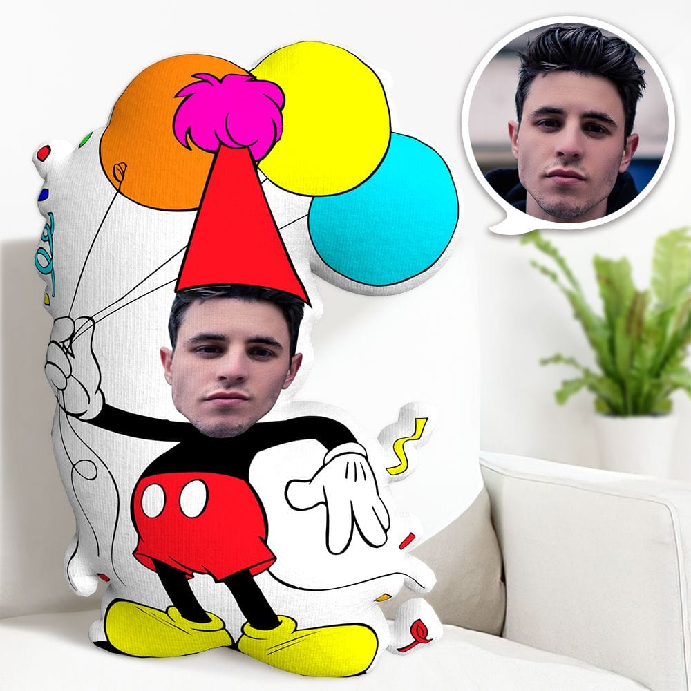 Custom Face Pillow Mickey Mouse Minime Throw Pillow Personalized Birthday Gifts - Giftlab