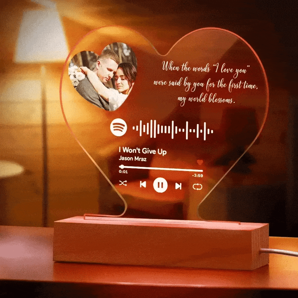 Custom Heart Spotify Night Light Valentine's Day Gifts for Him - Giftlab
