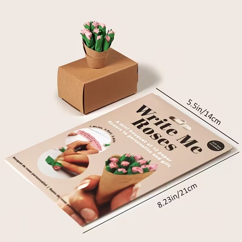 Create Your Own Roses: Kit for 12 Paper Rose Bouquet with Gift Box