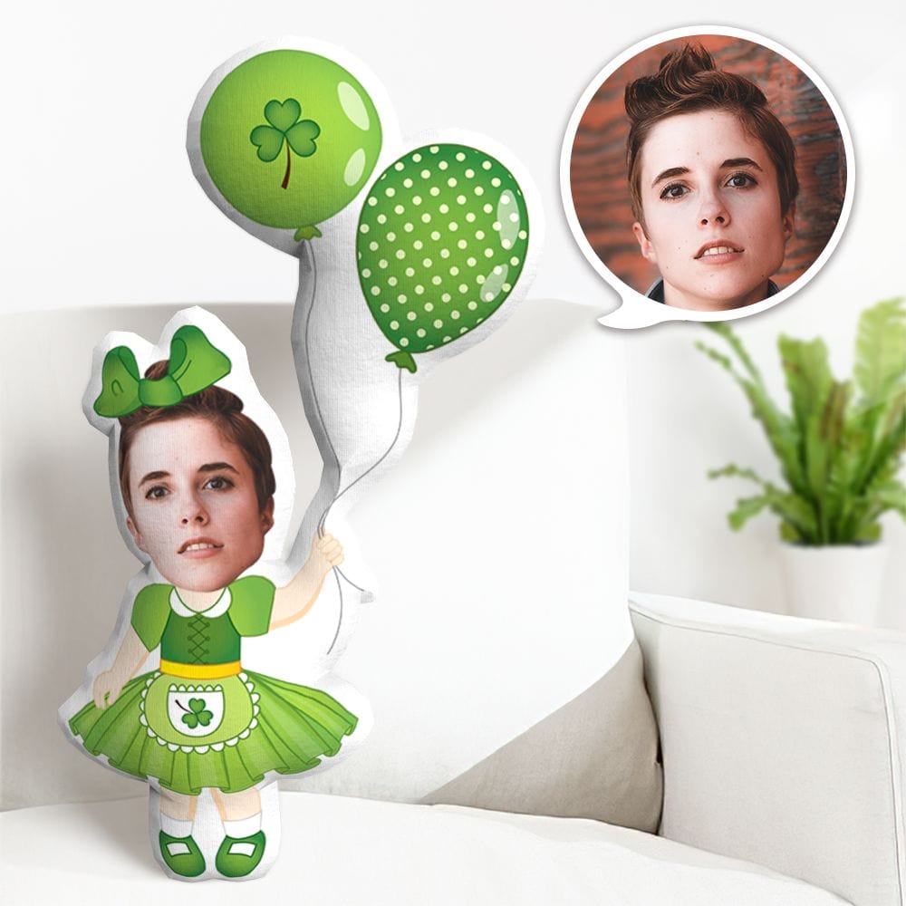 Custom Minime Pillow Custom Face Pillow Lucky Clover Balloon Gift For St. Patrick's Day Gifts - Giftlab