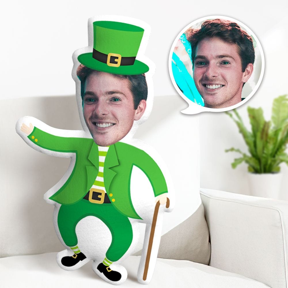 Custom Face Pillow Personalized Minime Throw Pillow Gentleman Gifts For St. Patrick's Day Gifts - Giftlab