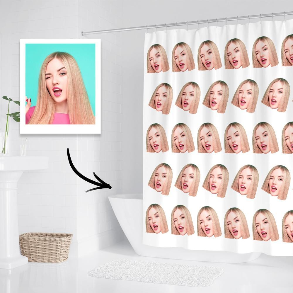 Custom Face Shower Curtains Personalized Bathroom Curtains Gift For Her - Giftlab