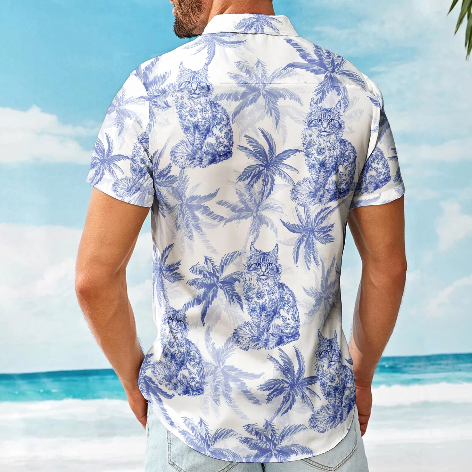 Cat Lover Chinoiserie Toile De Jouy Style - Personalized Hawaiian Shirt