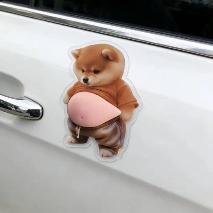 Cute 3D Puffy Dog Sticker – Kawaii Cartoon Puppy Belly Squishy Sticker Adorable Shiba-Inspired Vinyl Decal for Laptop, Phone, Journal & Gifts(Pack of 2)