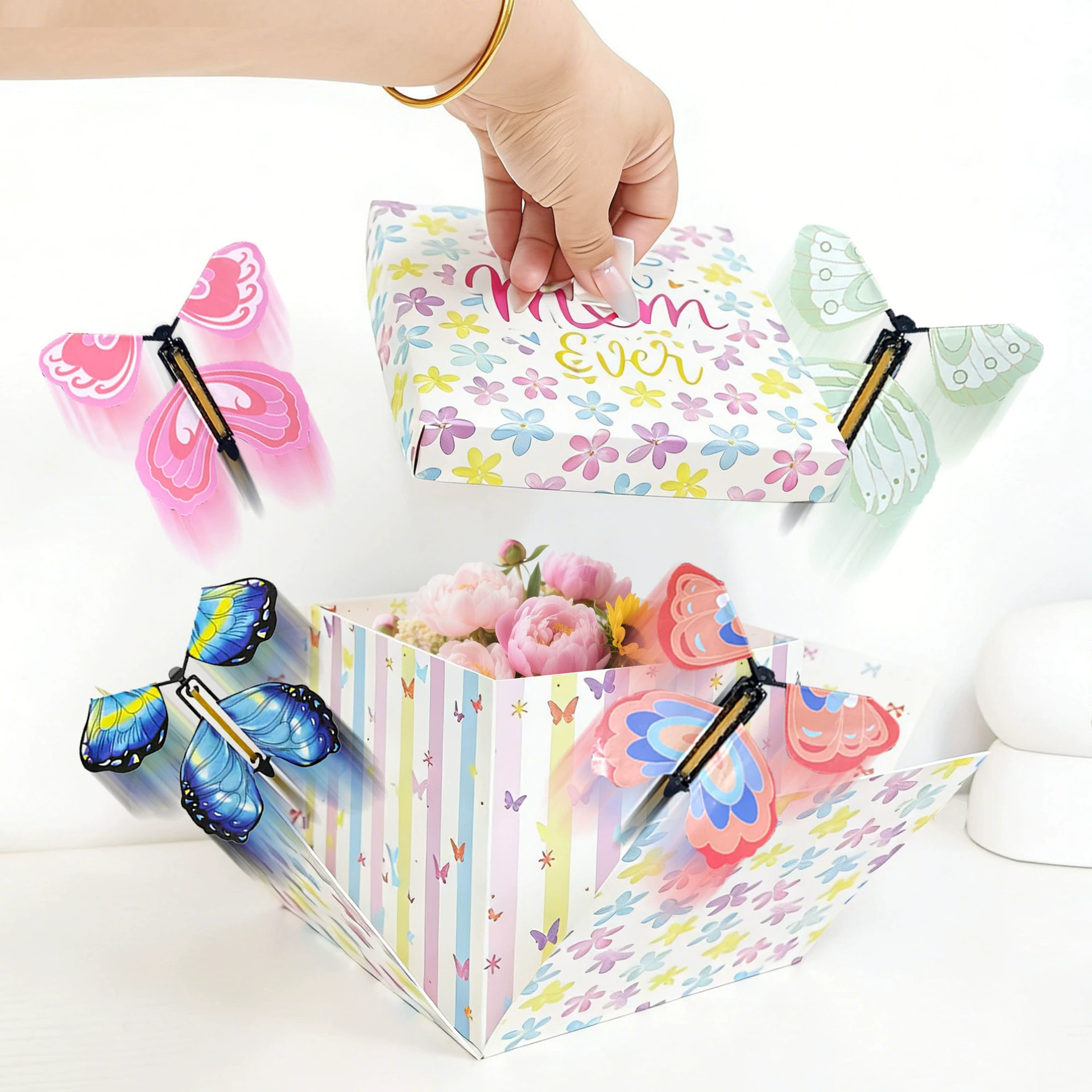 Cross-Border Butterfly Explosion Gift Box Surprise Flying Butterfly Box Christmas Greeting Card Cake Box Holiday Gift Bo
