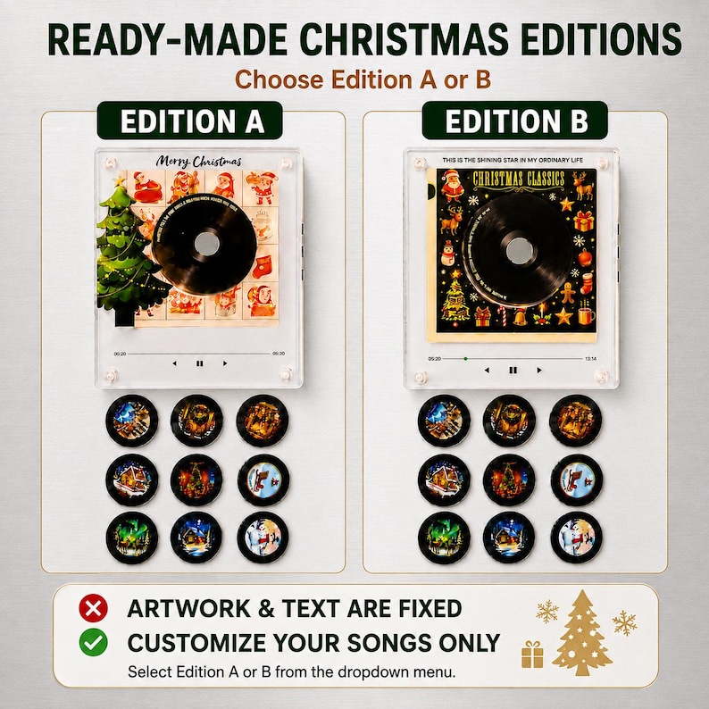 Personalized Music Fridge Magnet – Custom Photo Vinyl Records Custom Photo Song Magnet Christmas Gifts
