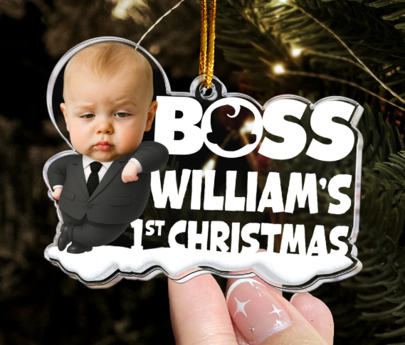 Baby 1st Christmas Cute Baby Personalized Acrylic Photo Ornament - GiftlabUS