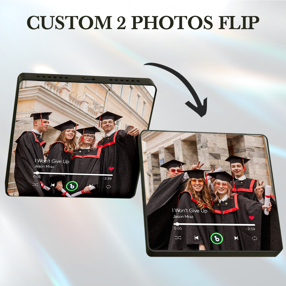 Custom Lenticular Flip Music Fridge Magnet Personalized 2 Photos in 1 Album Fridge Magnet Graduation Gifts