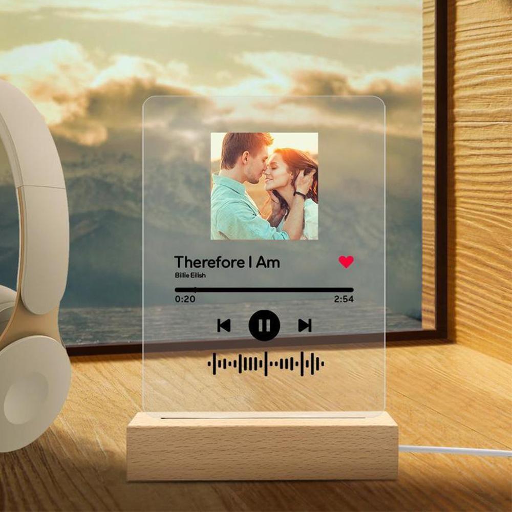 Music Glass Art Gift for Couple Custom Song Night Light - Giftlab