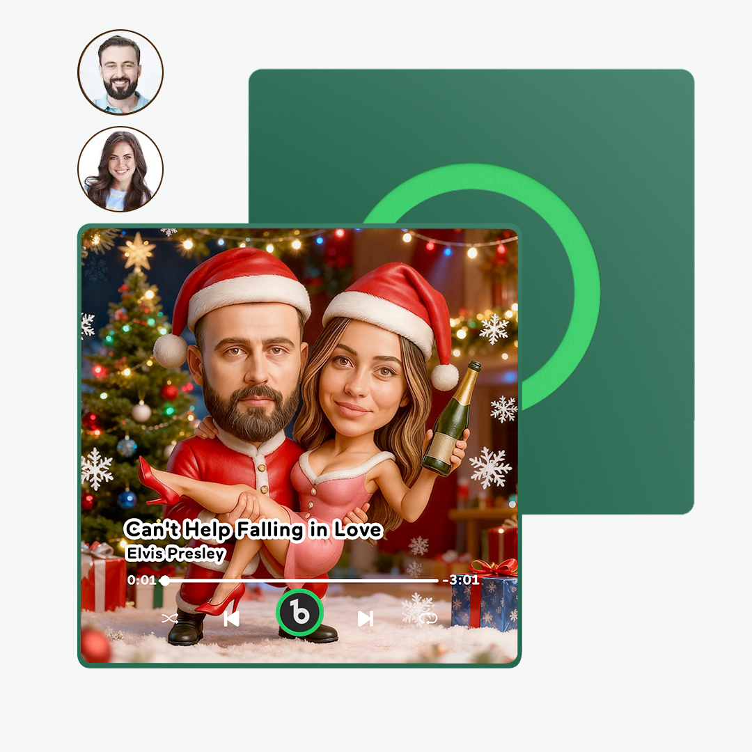 Personalized Christmas Couple Theme Cartoon Music Fridge Magnet