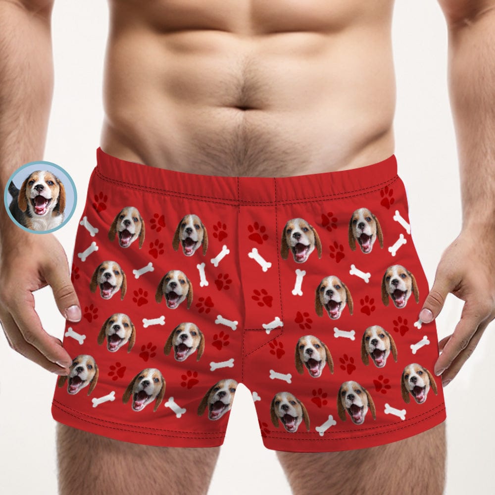 Custom Dog Face Multicolor Boxer Shorts Personalized Casual Underwear Gift for Him - Giftlab