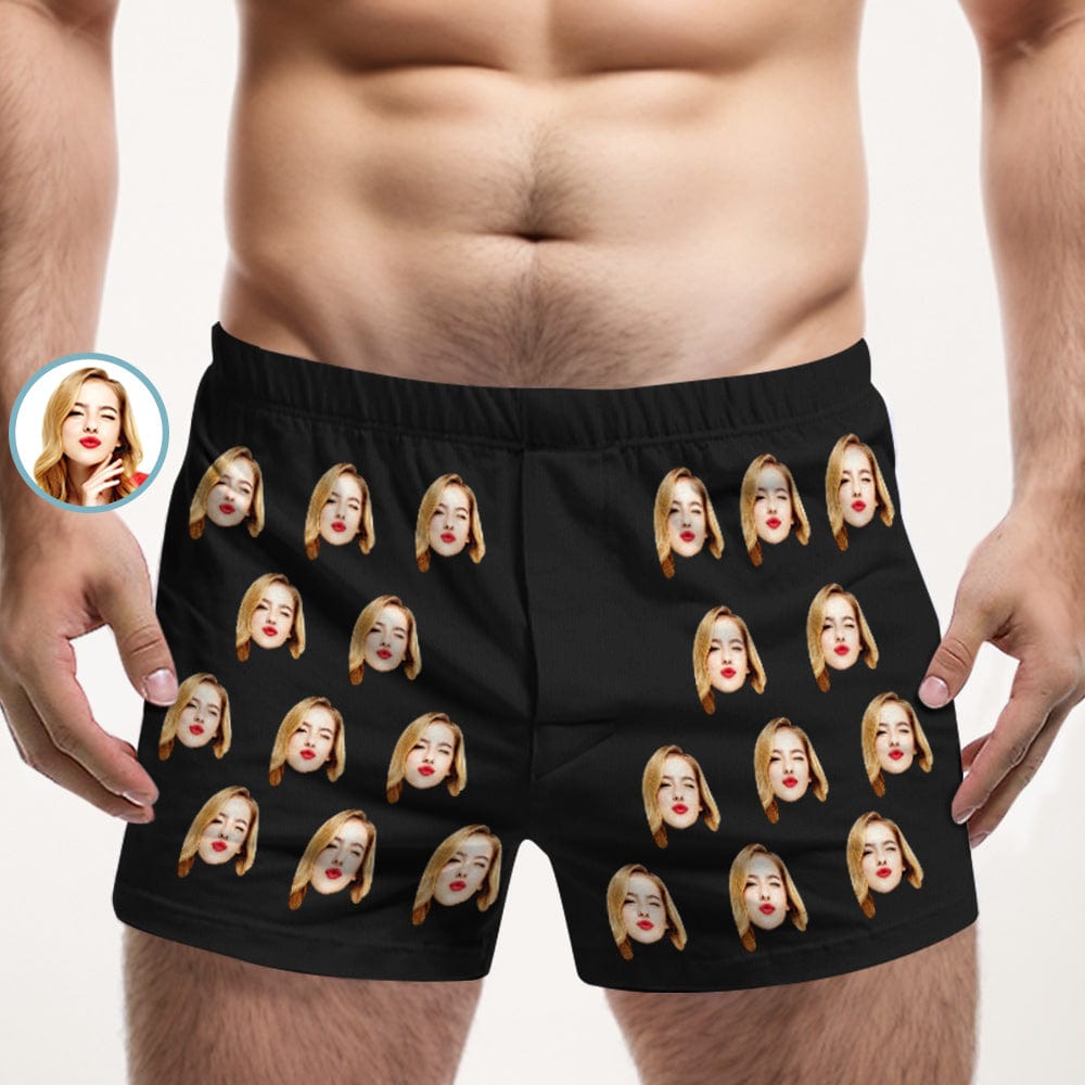 Custom Girlfriend Face Multicolor Boxer Shorts Personalized Photo Underwear Gift for Him - Giftlab