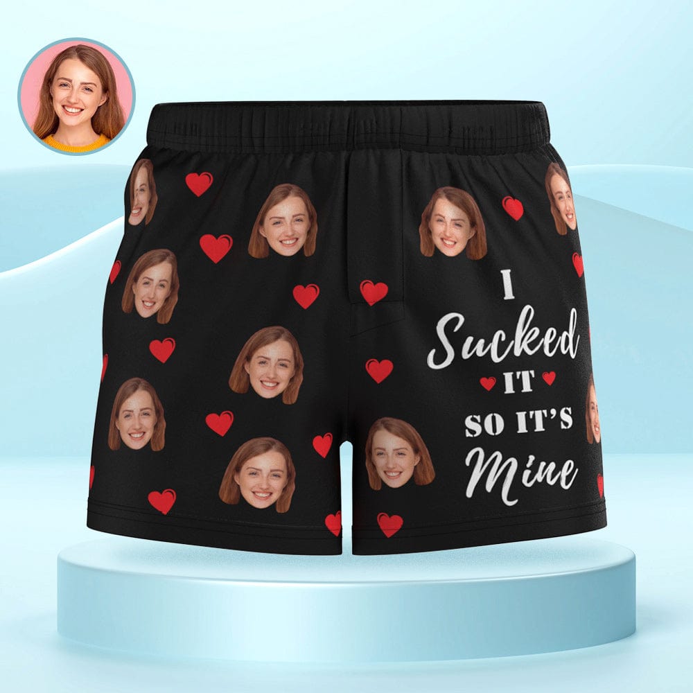 Custom Face Multicolor Boxer Shorts I SUCKED IT SO IT'S MINE Personalized Photo Underwear Gift for Him - Giftlab