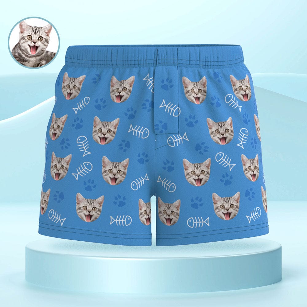 Custom Cat Face Multicolor Boxer Shorts Personalized Casual Underwear Gift for Him - Giftlab